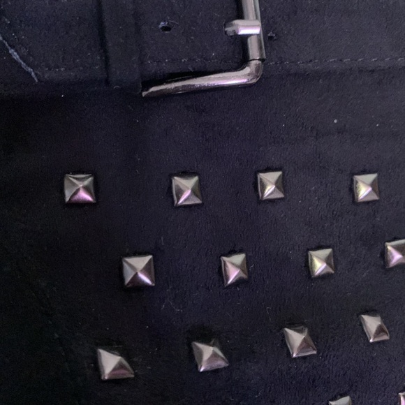 Rue 21 Black Open Toe Studded Heeled Boots - Picture 8 of 11